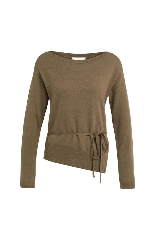 Feinstrickpullover - Bindegürtel L / Braun / Pullover & Strick