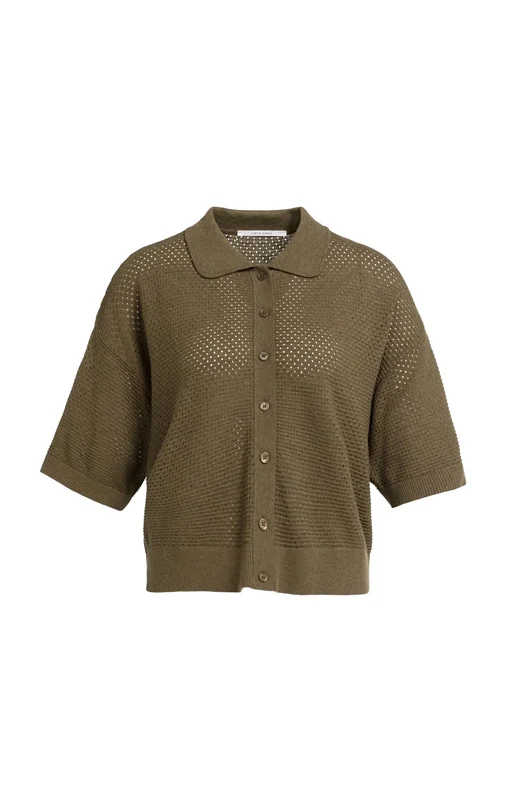 Strickjacke - Mesh-Einsatz TEAK BROWN MELANGE / XL / Braun