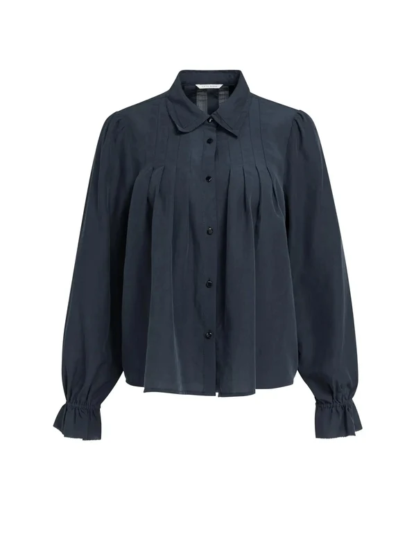 Bluse mit Plissee-Details 40 / Schwarz / Blusen