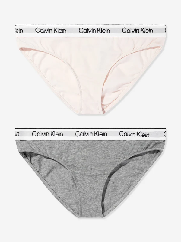 Calvin Klein Girls 2 Pack Bikini Knickers Set in Pink Pink / 8 - 10 Yrs