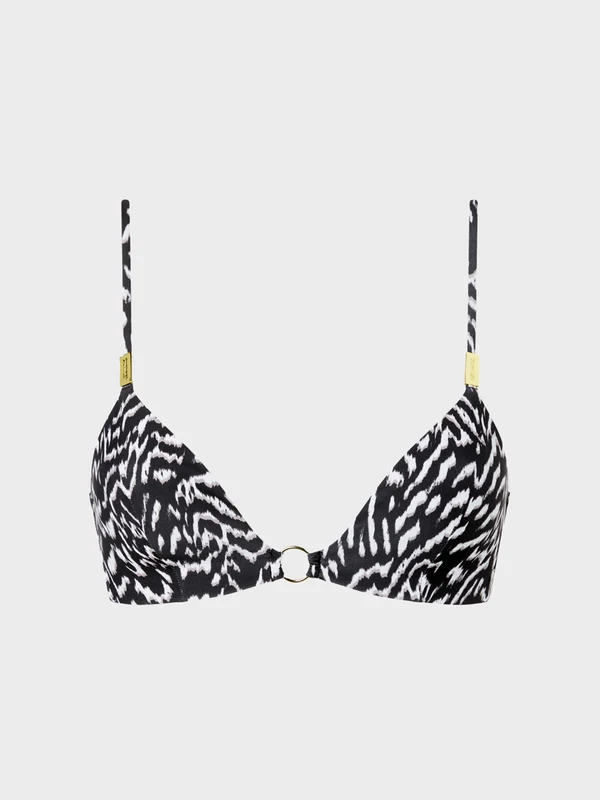 Calvin Klein - Women's Fixed Triangle Print Bikini Top Black / XS