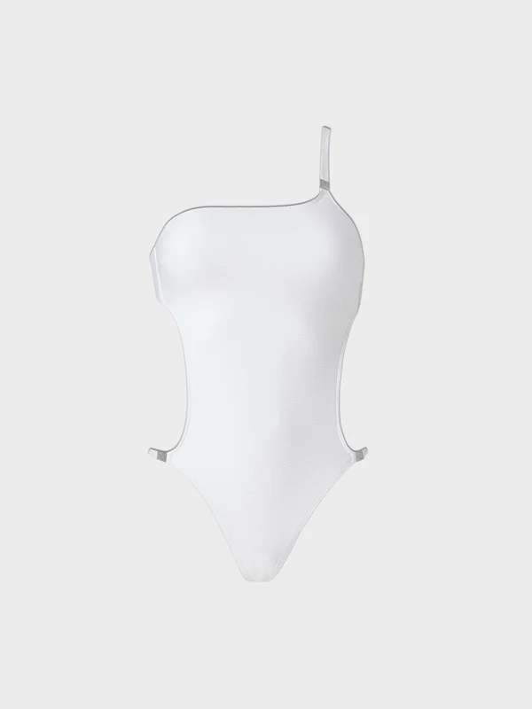 Calvin Klein - Women's Cut Out One Piece Swimsuit White / XL