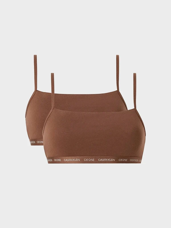 Calvin Klein Jeans - Women's Pack OF 2 String Bralettes Top Brown / M