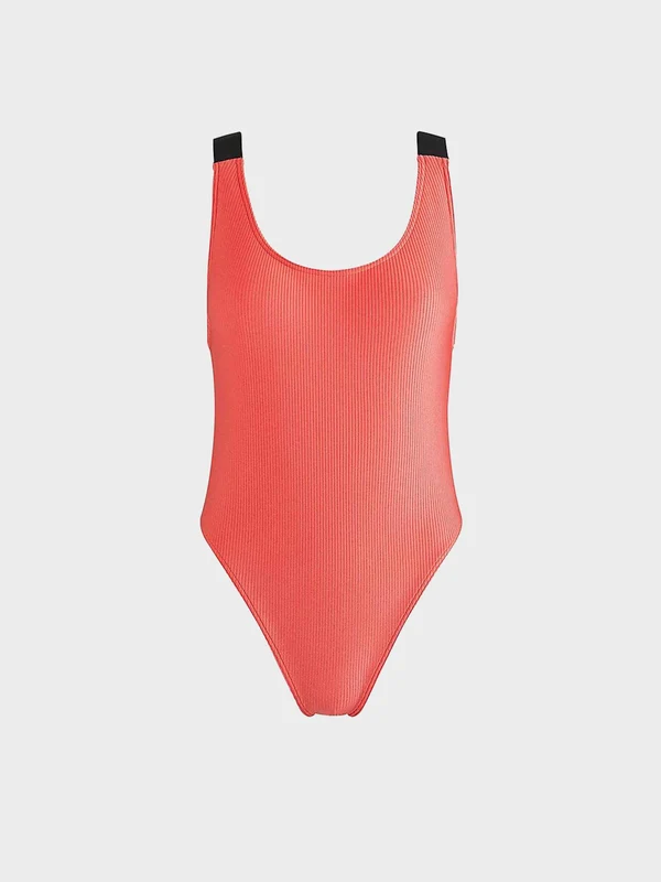 Calvin Klein - Women's Scoop Neck Swimsuit Red / XL
