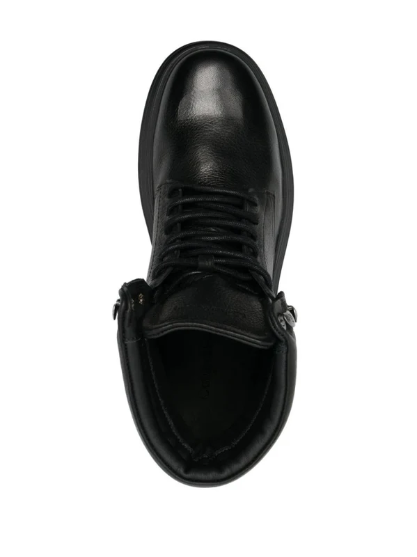 Calvin Klein Polished Leather Combat Boots With Padded Collar IT 44