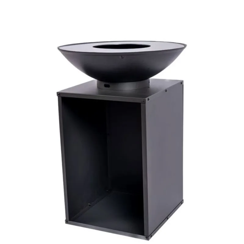 RedFire Onyx Outdoor Fire Bowl Grill w/ Wood Storage and Cover - Carbon Steel