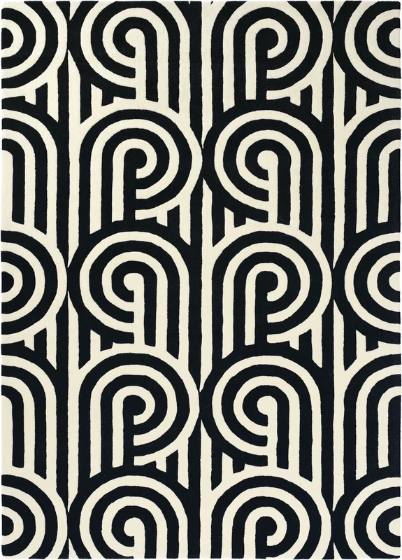 Brink and Campman Turnabouts Black Area Rug by Florence Broadhurst 6' 7'' X 9' 2'' Rectangle