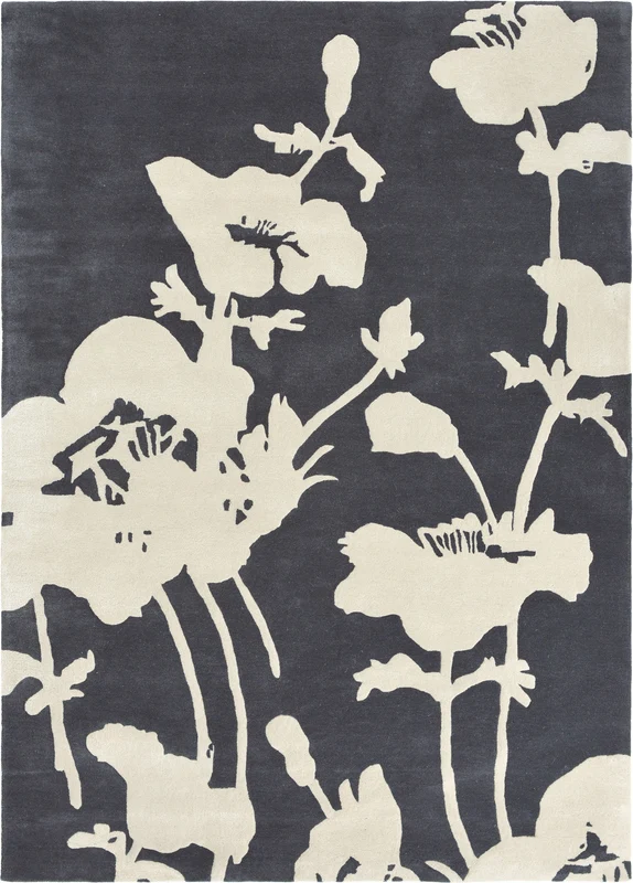 Brink and Campman Floral 300 Charcoal Area Rug by Florence Broadhurst 3' 11'' X 5' 9'' Rectangle