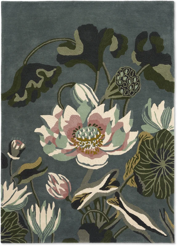Brink and Campman Waterlily Midnight Pond Area Rug by Wedgwood 6' 7'' X 9' 2'' Rectangle