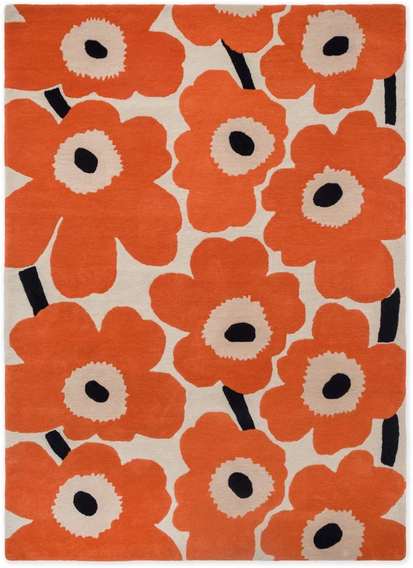 Brink and Campman Unikko Orange Red Area Rug by Marimekko 6' 7'' X 9' 2'' Rectangle