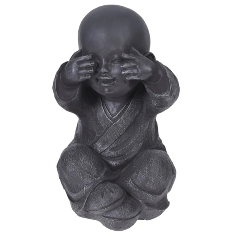 Statua decorativa in resina monaco Shaolin per veranda e giardino h 27 cm Non vedo