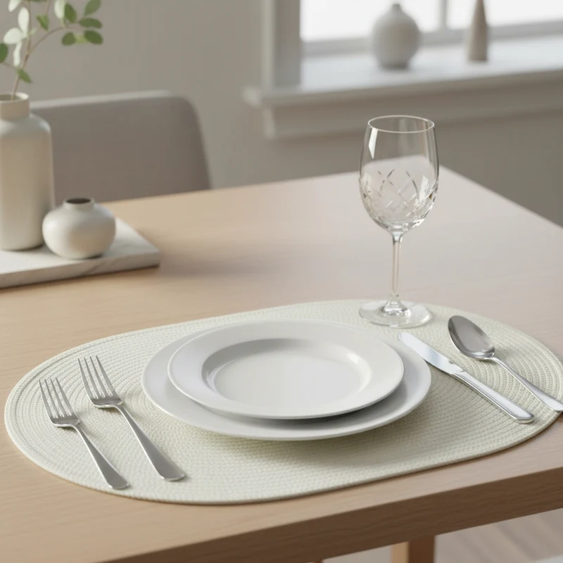 Tovagliette americane per colazione Sottopiatto lavabile ovale 44 cm Panna