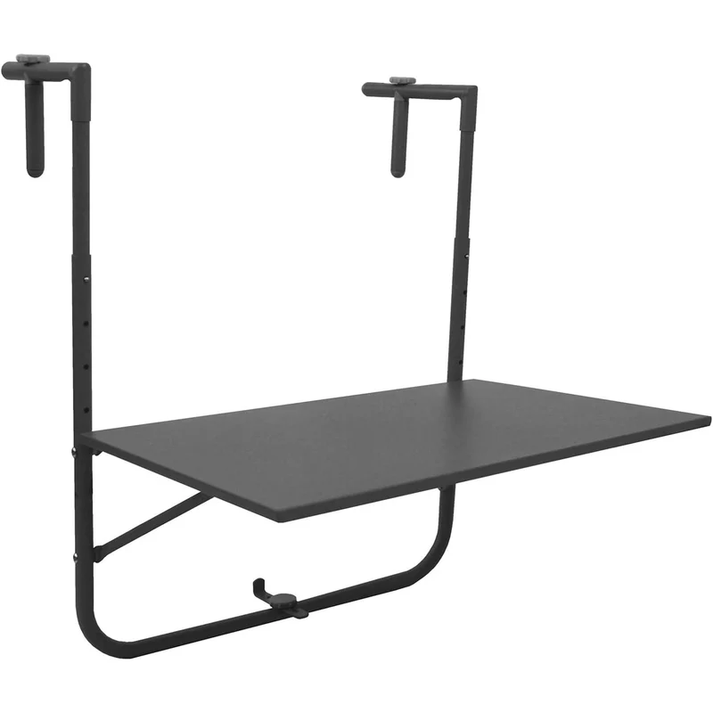 Tavolino pieghevole da balcone in acciaio verniciato 60 x 45 cm Nero