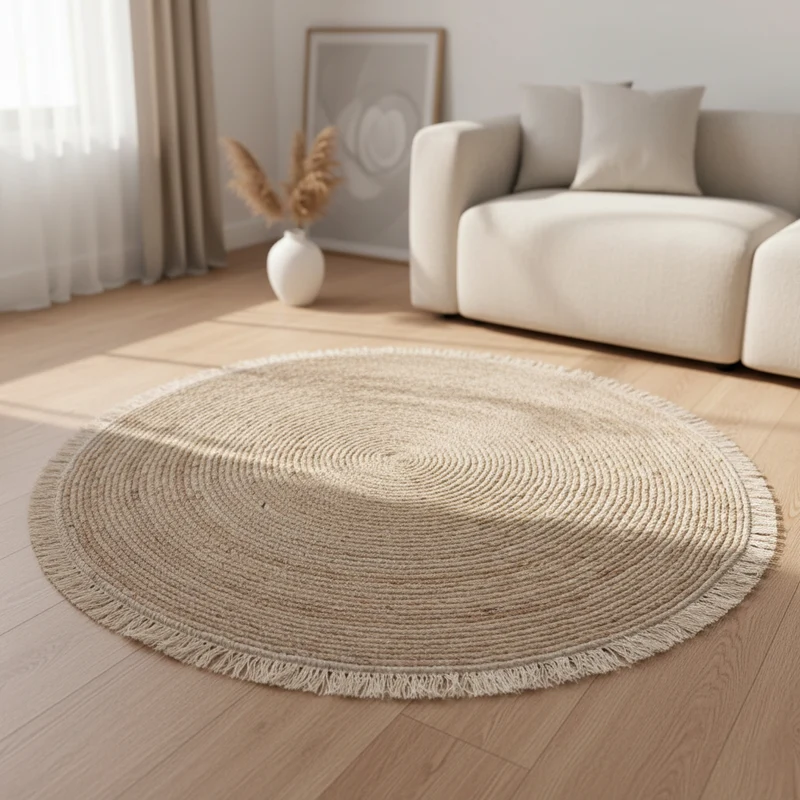 Tappeto naturale intrecciato in juta Ø 80 cm