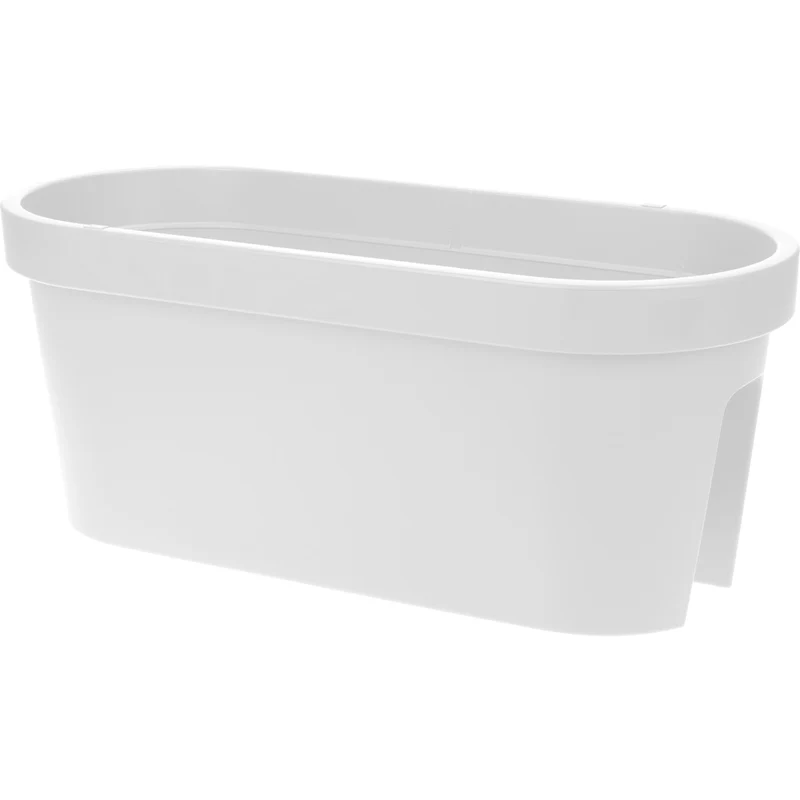 Vaso fioriera da balcone rettangolare per ringhiera da esterno per fiori e piante 60 cm / Bianco