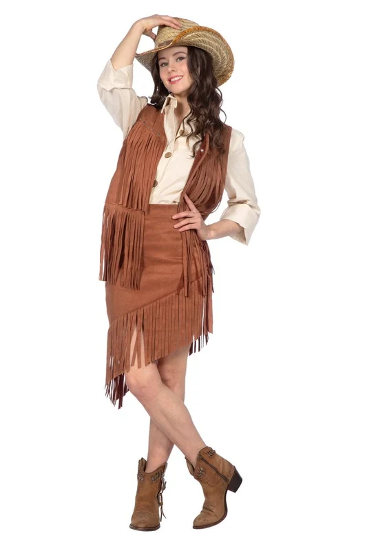 Cowgirl Kostüm Braun Damen 2 Stück 36