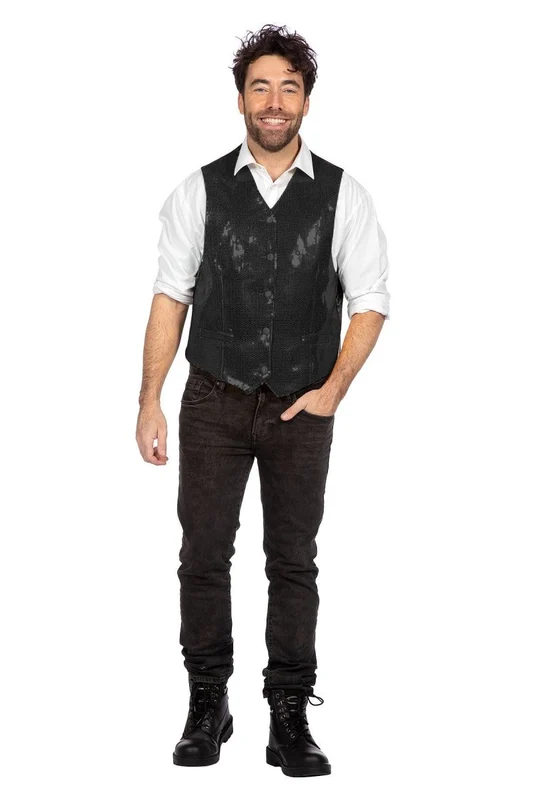 Schwarzes Gilet Männer Pailletten XL