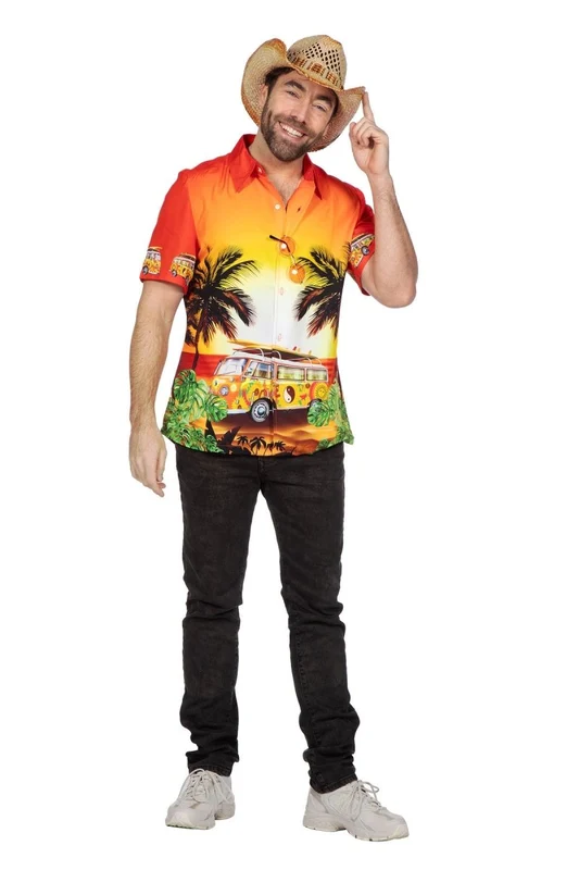 Hawaii Bluse Orange Männer XXL