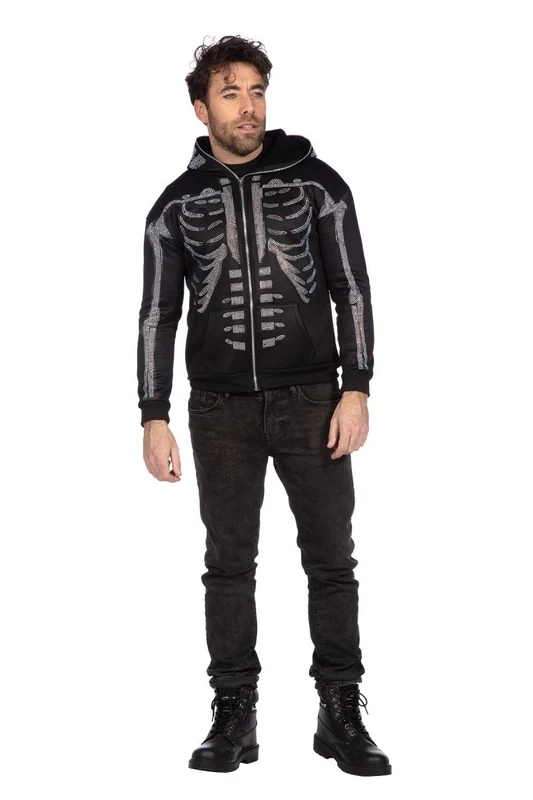 Skelett Weste Schwarz Herren Strass L