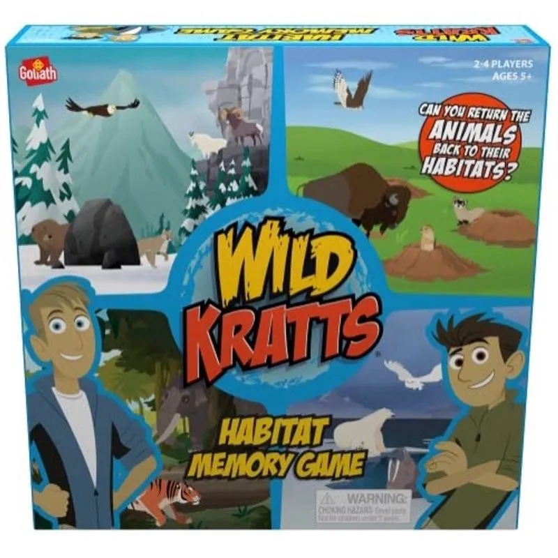 Goliath Wild Kratts Habitat Memory Game - Jogabilidade de memória clássica com narrativa criativa - Aprenda fatos sobre animais enquanto joga, com 5 anos ou mais, 2-4 jogadores