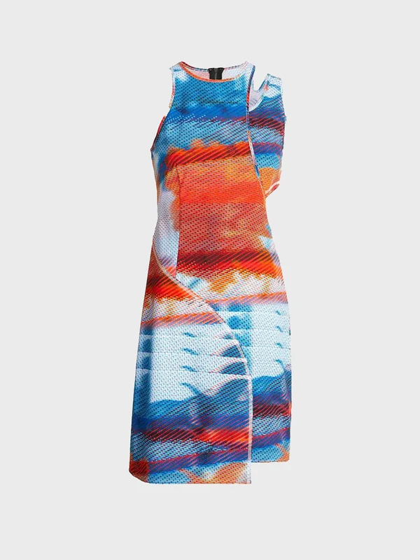 Calvin Klein Jeans - Women's Asymmetric Cut Out Bodycon Dress Floral Patterns / L