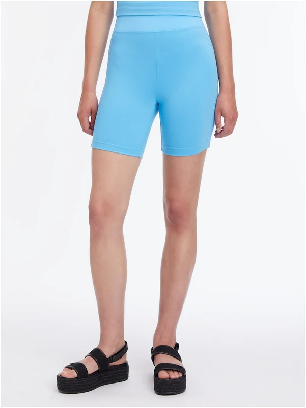 Calvin Klein Jeans - Women's Logo Tape Milano Cycling Shorts Slim Fit Sky Blue / S