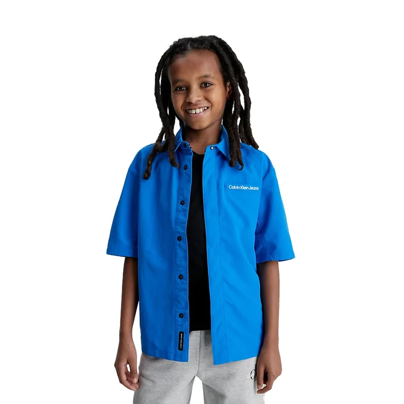 Calvin Klein Camicia Nylon Taglio Relaxed Bambino Blu 14