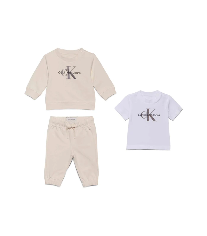 Calvin Klein Jeans - Unisex - Monogram Starter Regular Fit Set White Grey / 0-3 M