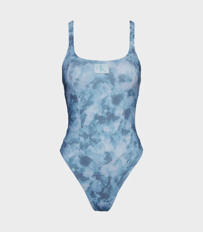 Calvin Klein - Women's Open Back Authentic Swimsuit Blue / S