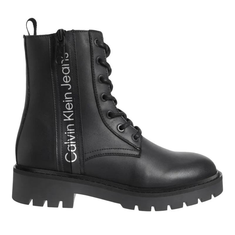 Calvin Klein Jeans Black Chunky Sole Leather Combat Boots EU 41