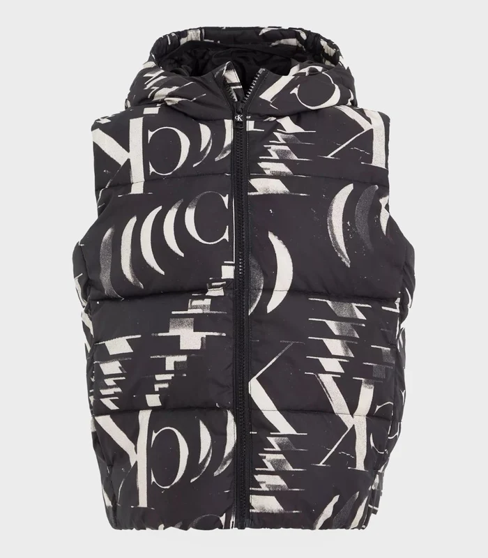 Calvin Klein Jeans - Boys' Monogram Print Puffer Jacket Relaxed Fit Black / 12