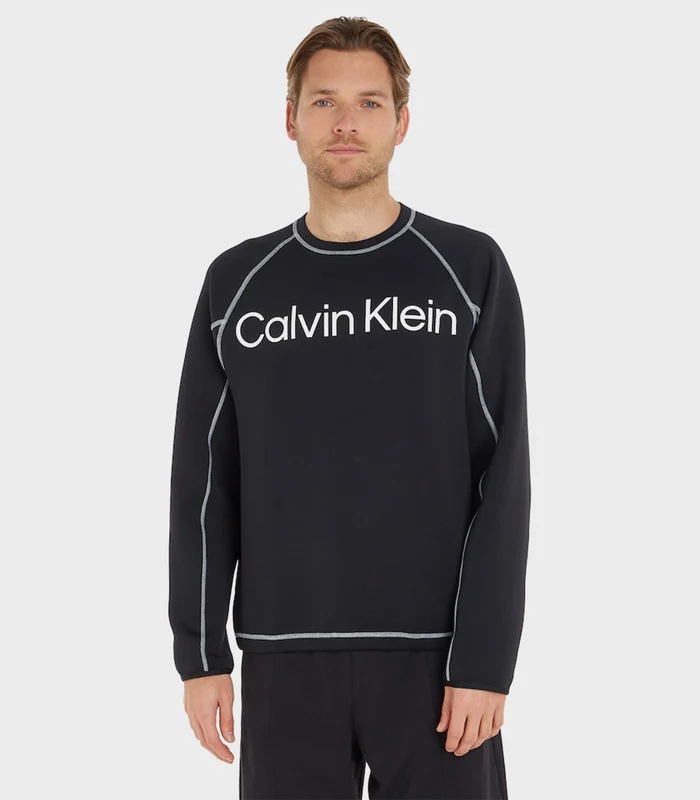Calvin Klein Jeans - Men's Logo Print Round Neck Sweatshirt Relaxed Fit Black / L