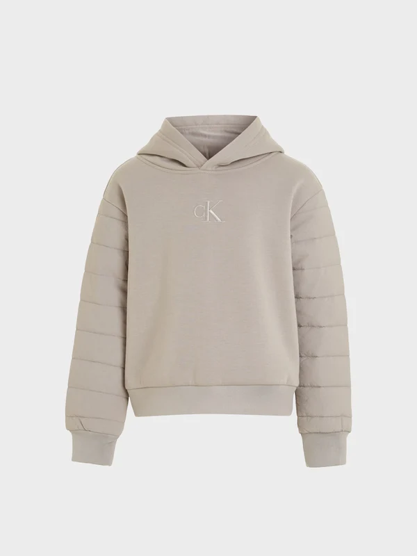 Calvin Klein Jeans - Boys' Mix Media Padded Nylon Sweatshirt Grey / 14
