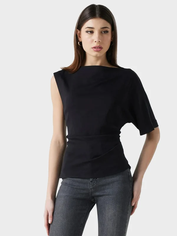 Calvin Klein - Women's Stretch Crepe Draped Top Black / 42