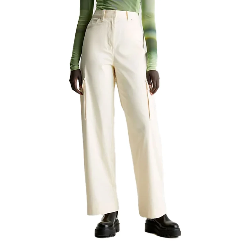 Pantalone Donna Calvin Klein Cargo Hw Bianco Crema S