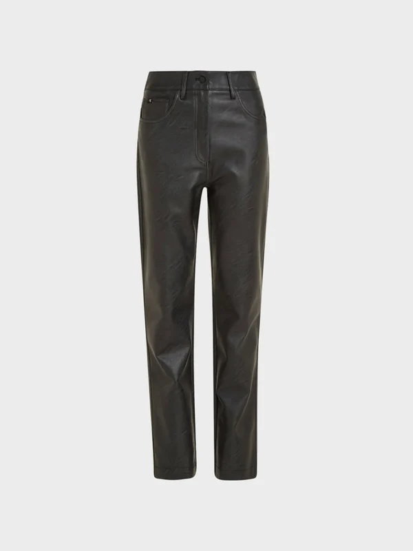Calvin Klein Jeans - Women's Faux Leather High Rise Straight Black / L