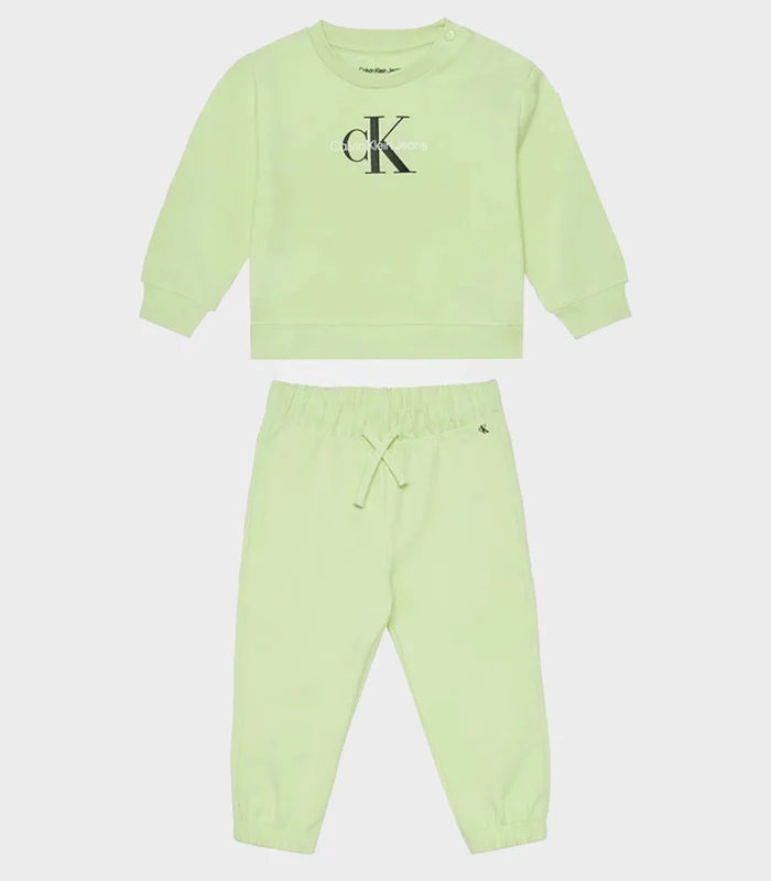 Calvin Klein Jeans - New Born Monogram Crew Neck Sweatshirt Set Light Mint / 0-3 M