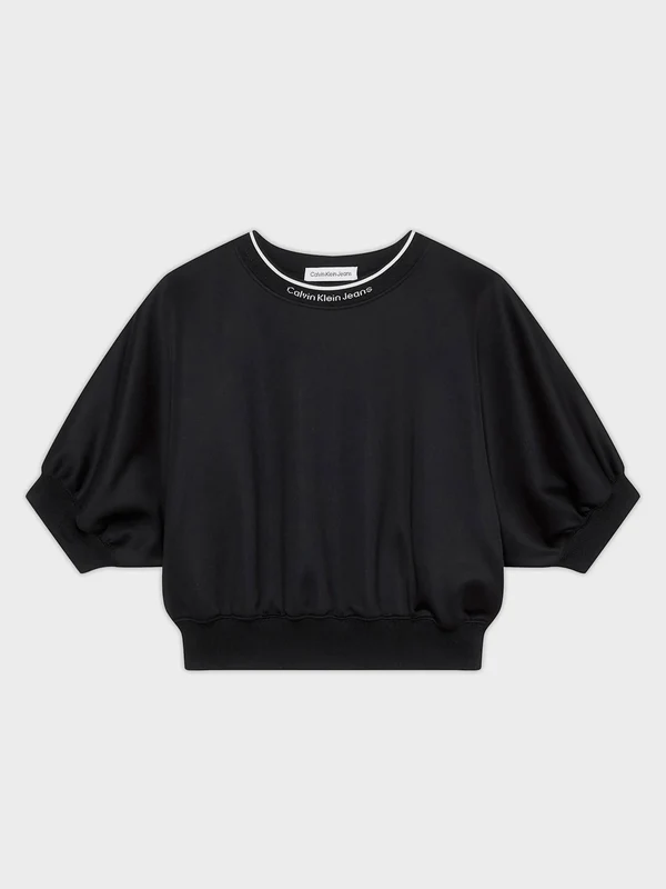 Calvin Klein Jeans - Girls' Logo Tape Volume Top Black / 10