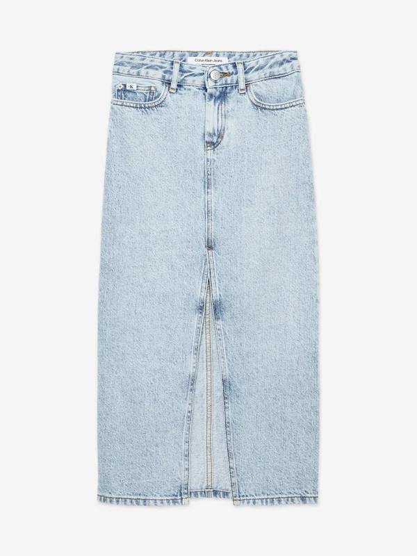 Calvin Klein Girls Denim Maxi Skirt in Blue Blue / 14 Yrs