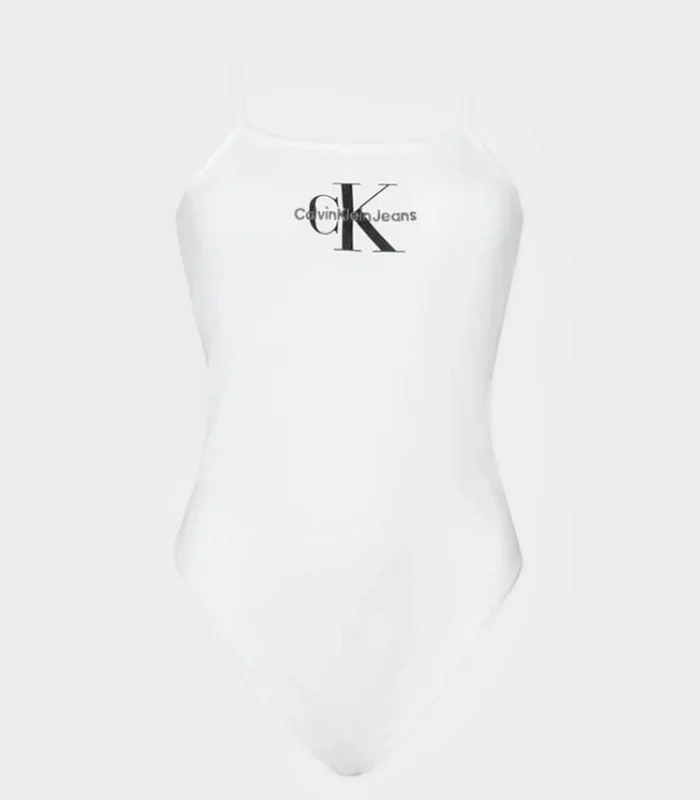 Calvin Klein Jeans - Monologo Bodysuit Slim Fit White / S