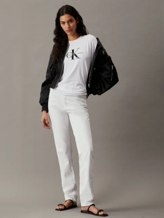 Calvin Klein Jeans - Women's Monologo Crew Neck Tshirt White / XL