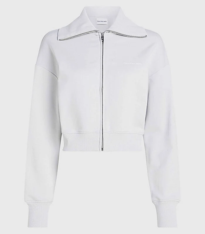 Calvin Klein Jeans - Diffused Monologo Zip Through Sweatshirt Light Grey / XL