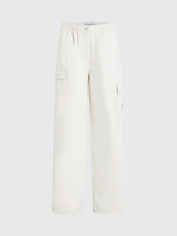 Calvin Klein Jeans - Women's Cotton Straight Cargo Pants Off White / XL