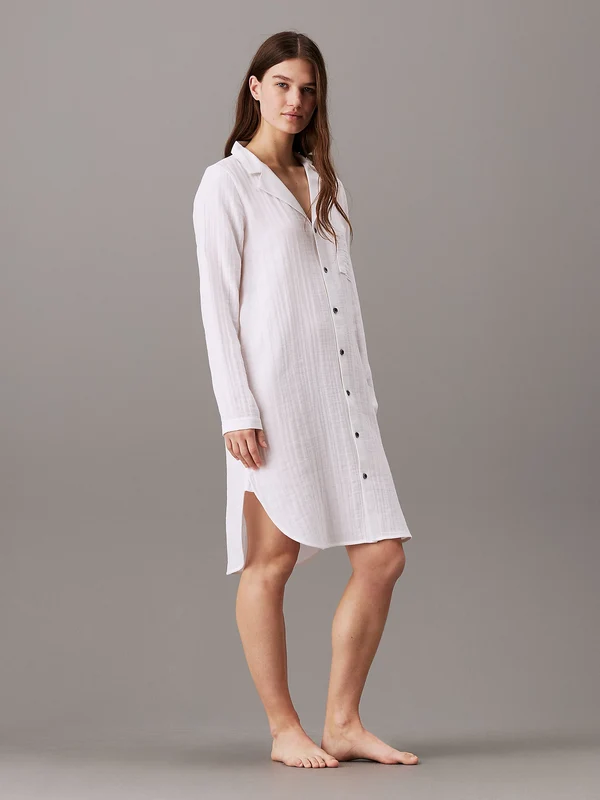 Calvin Klein PURE TEXTURED Womens Night Dress White Medium