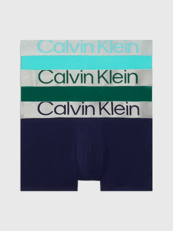 Calvin Klein - Men's Set Of 3 Boxers Navy/Green/Blue / M