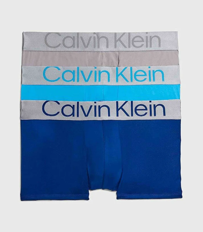 Calvin Klein - Men's Set Of 3 Low Rise Trunks Grey/Blue/Blue / M
