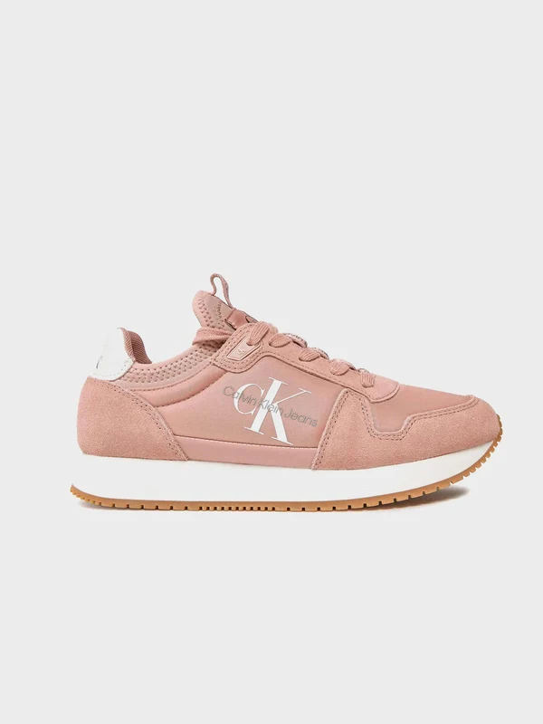 Calvin Klein Jeans - Women's Runner Sock Laceup Sneakers Rose/White / 38