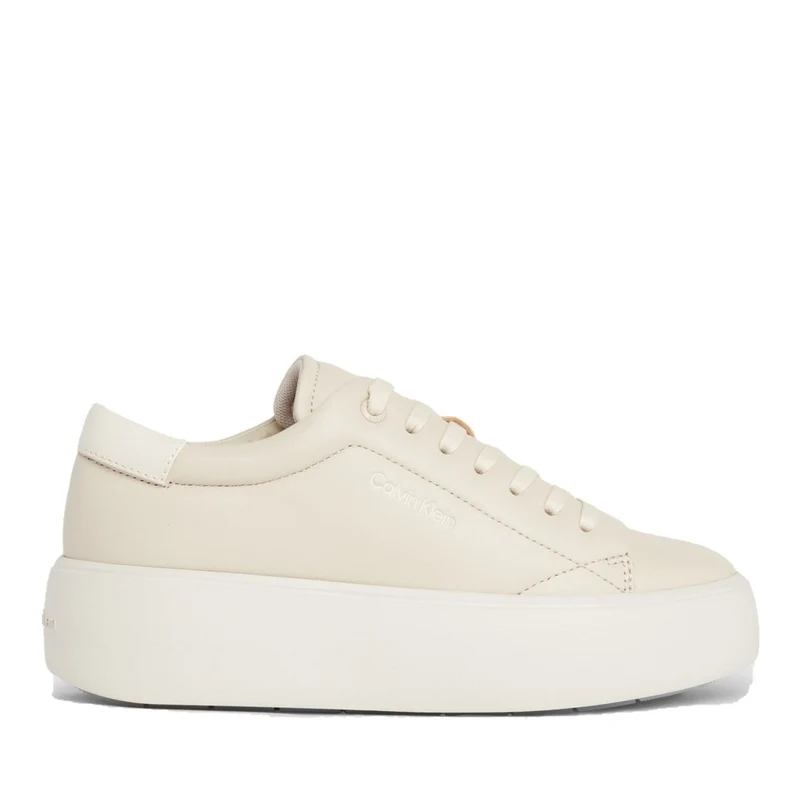 Calvin Klein Beige Minimalist Flatform Leather Sneakers EU 41
