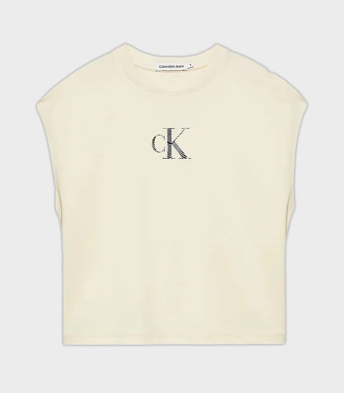Calvin Klein Jeans - Girl's Boxy Logo Tank Top Beige / 14