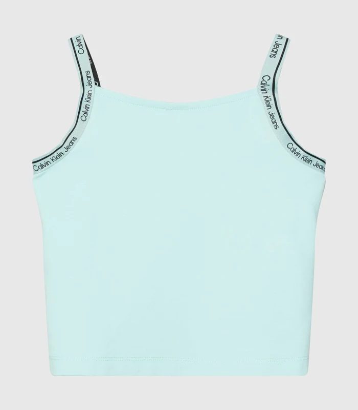 Calvin Klein Jeans - Girls' Logo Tape Strap Punto Top Blue Green / 14